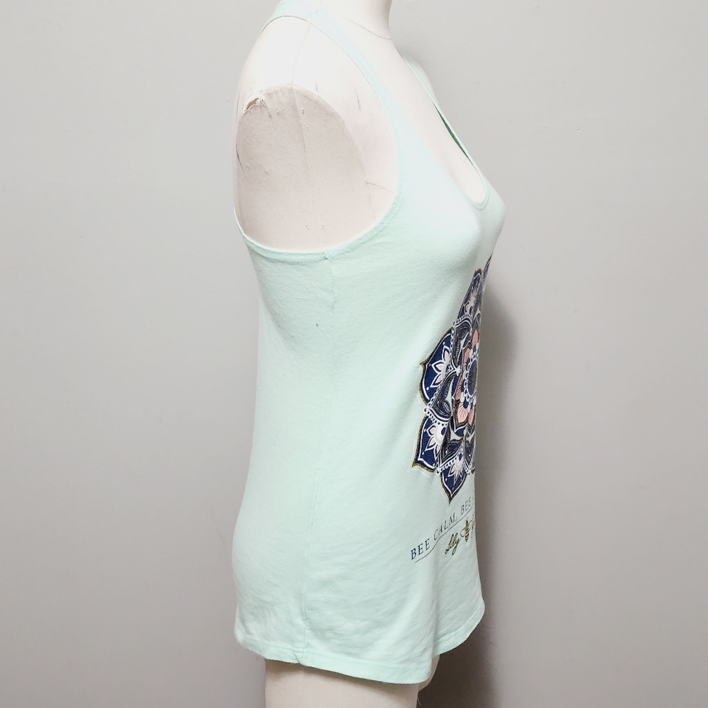 Lily Grace mint Bee Calm french terry racerback tank size small - Picture 4 of 7